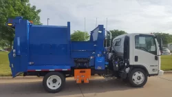 Blue and white Under CDL Truck