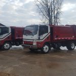 red and white Under CDL truck